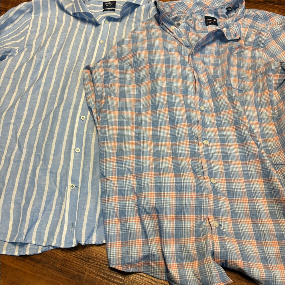 johnnie-O Light Blue Plaid Performance Button-Down